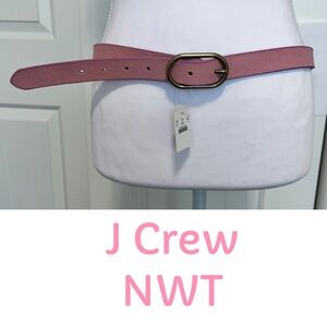 J.Crew Women's Pink Italian Leather Suede Belt Gold tone Buckle Sz Medium NWT